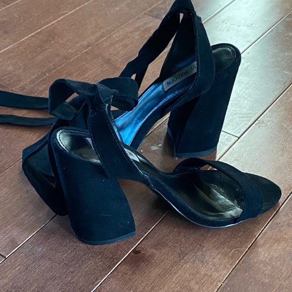 Steve Madden block heel lace up black shoes, size 7 - Picture 3 of 11